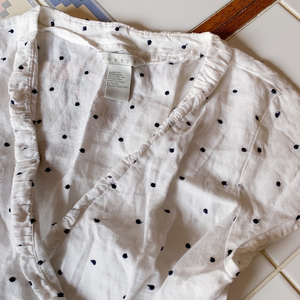 𝗗𝗢𝗡𝗔𝗧𝗘𝗗 Linen Wrap Polka Dot Blouse